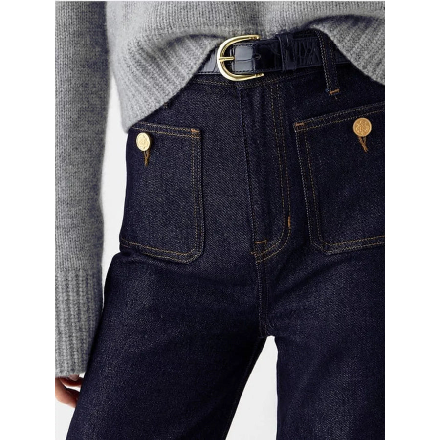 High-Waisted Jeans with Pockets Apparel and Accessories