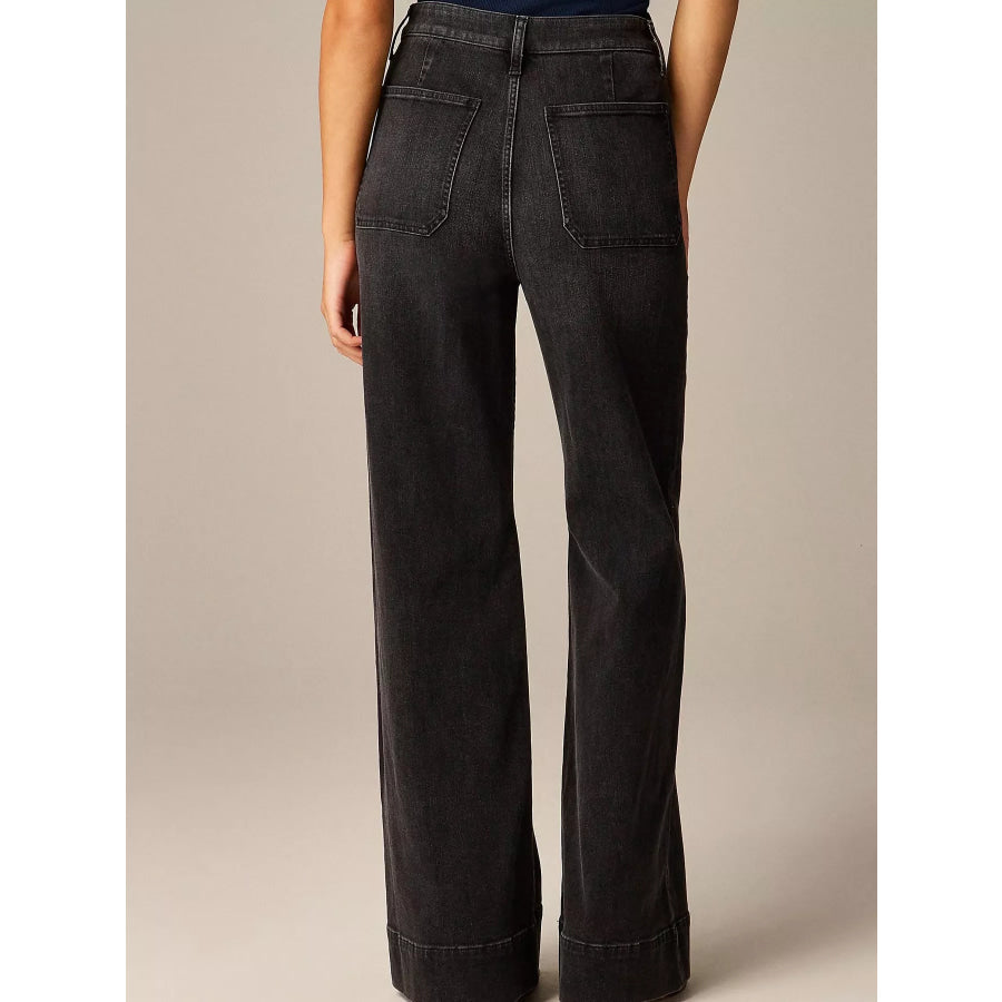 High-Waisted Jeans with Pockets Apparel and Accessories