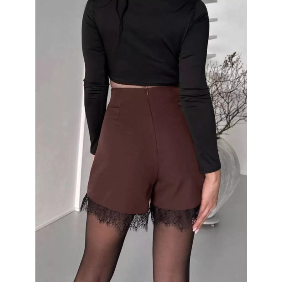 High-Waisted Lace Hem Skort Apparel and Accessories
