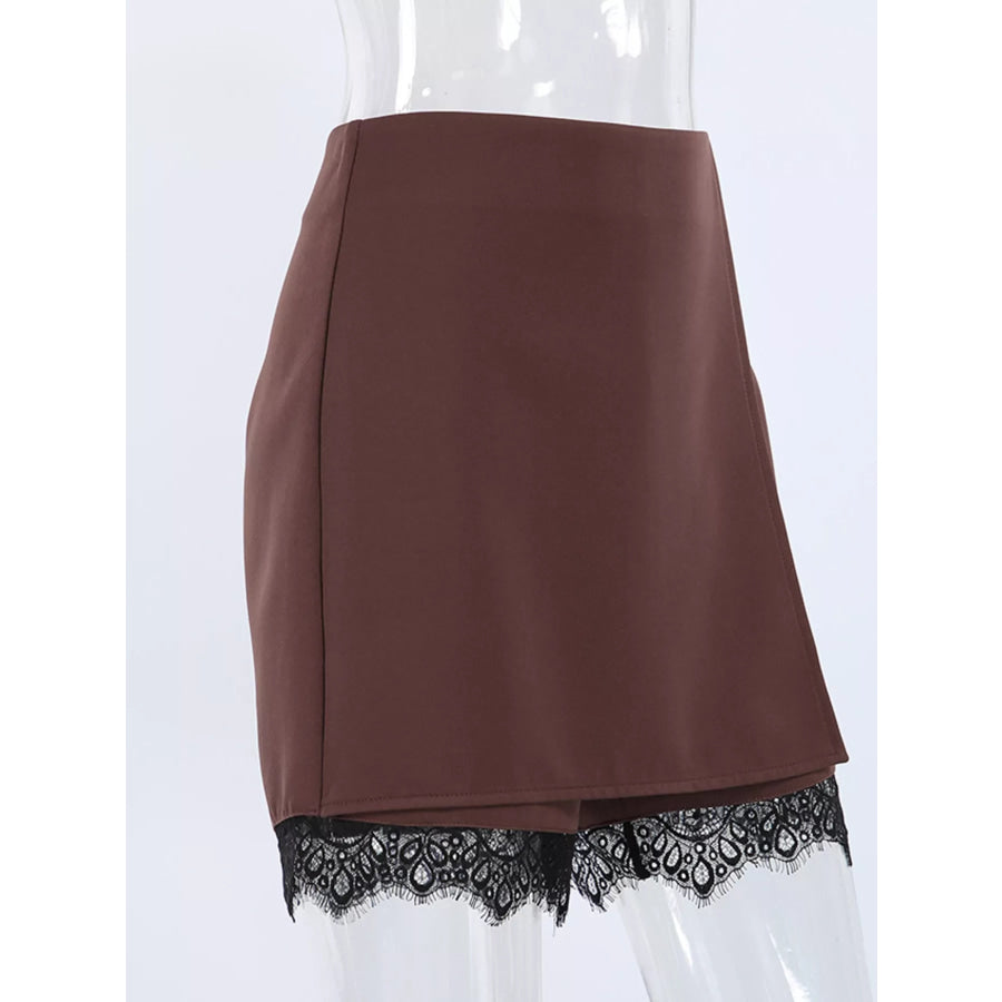 High-Waisted Lace Hem Skort Apparel and Accessories
