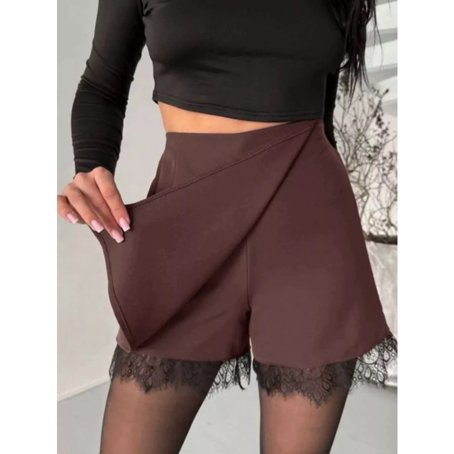 High-Waisted Lace Hem Skort Apparel and Accessories