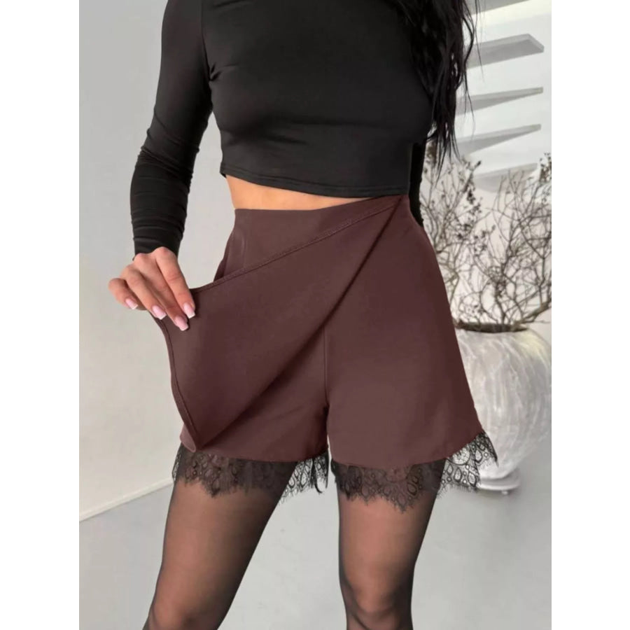 High-Waisted Lace Hem Skort Apparel and Accessories