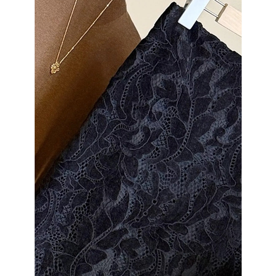 High-Waisted Lace Skirt Apparel and Accessories