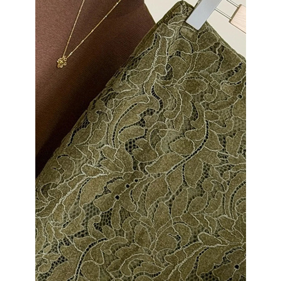 High-Waisted Lace Skirt Apparel and Accessories
