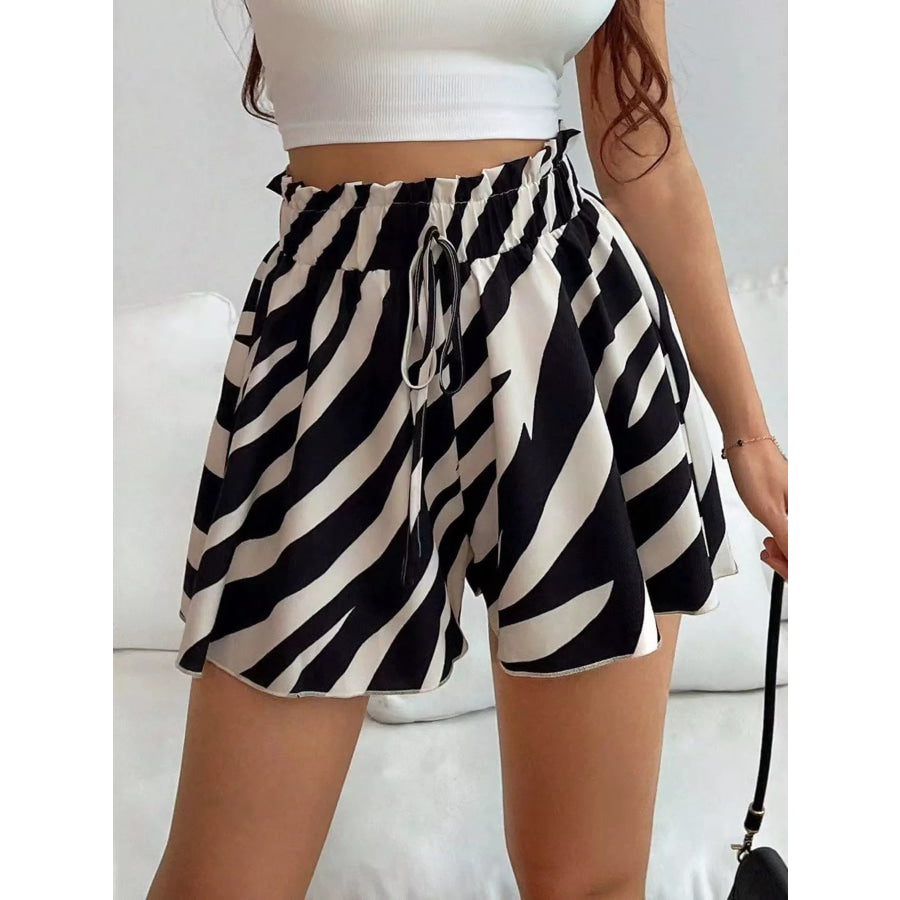 High-Waisted Leopard Print Shorts Zebra / S Apparel and Accessories