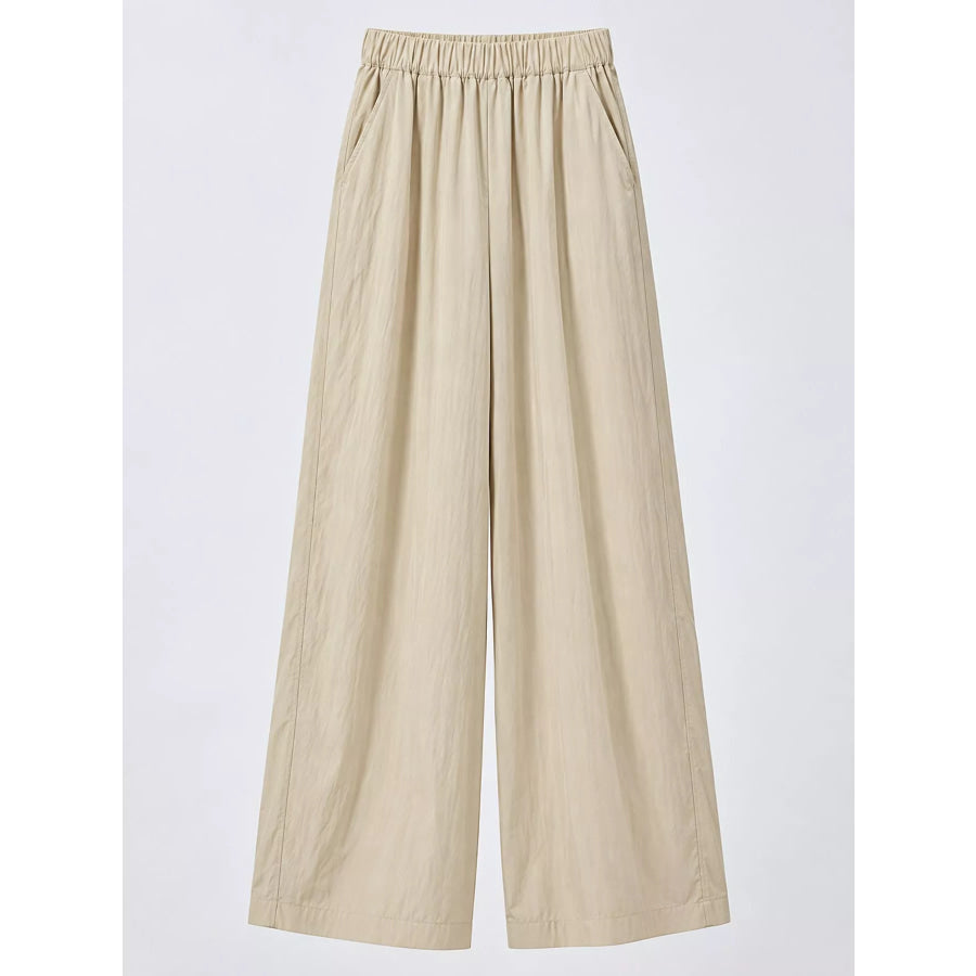 High-Waisted Loose Fit Wide-Leg Casual Pants Apricot - Extra Long / S Apparel and Accessories