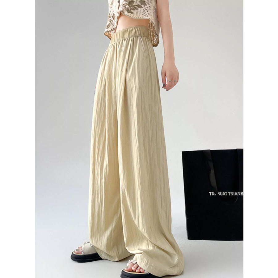 High-Waisted Loose Fit Wide-Leg Casual Pants Apricot - Petite / S Apparel and Accessories