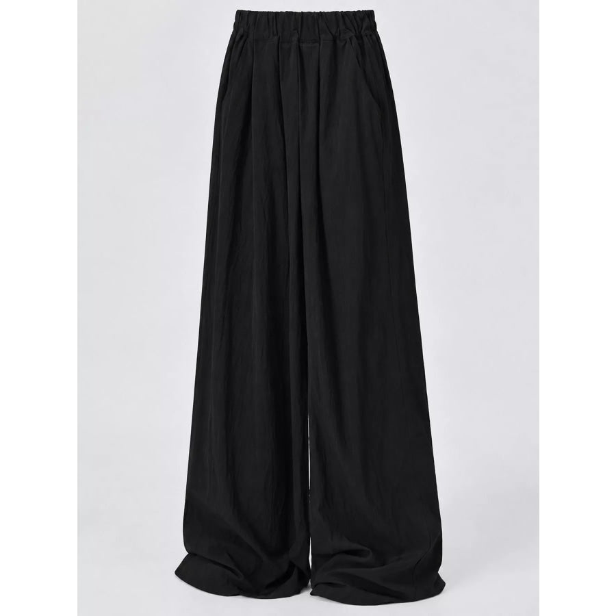 High-Waisted Loose Fit Wide-Leg Casual Pants Black - Extra Long / S Apparel and Accessories