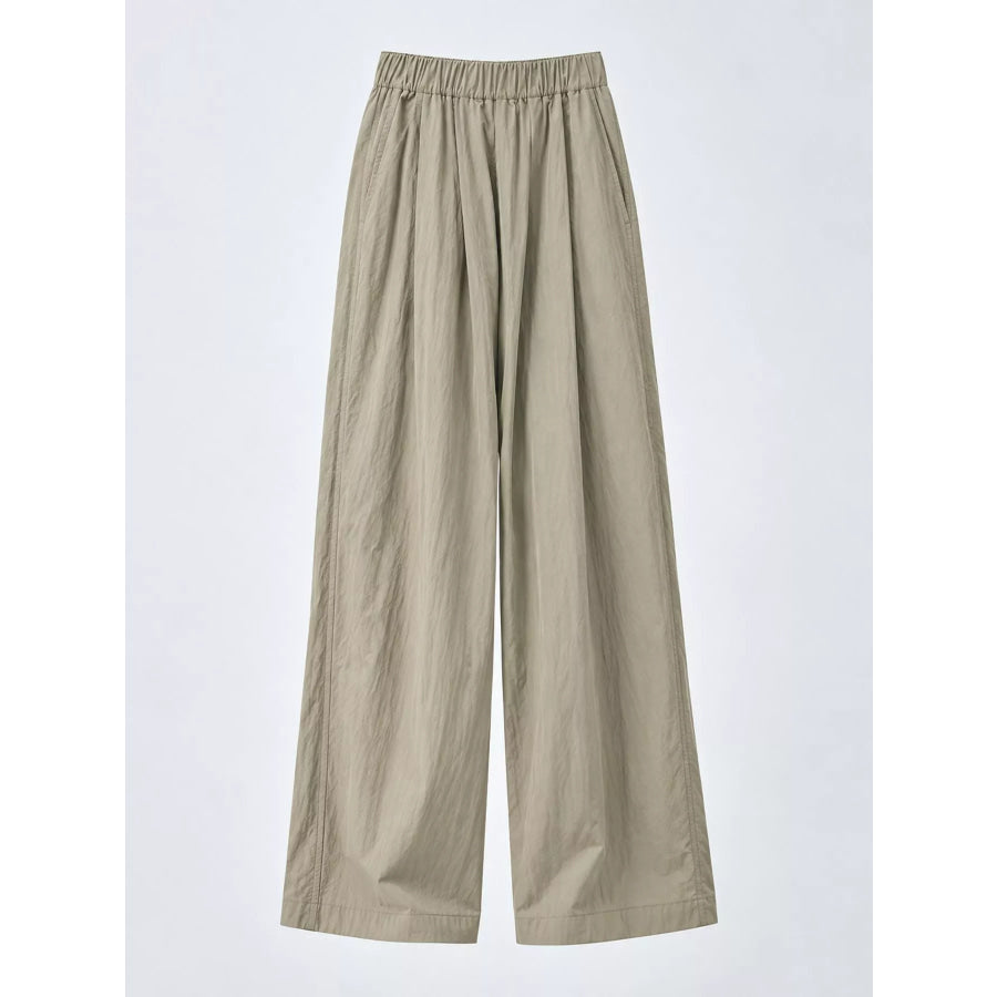 High-Waisted Loose Fit Wide-Leg Casual Pants Muted Olive - Extra Long / S Apparel and Accessories