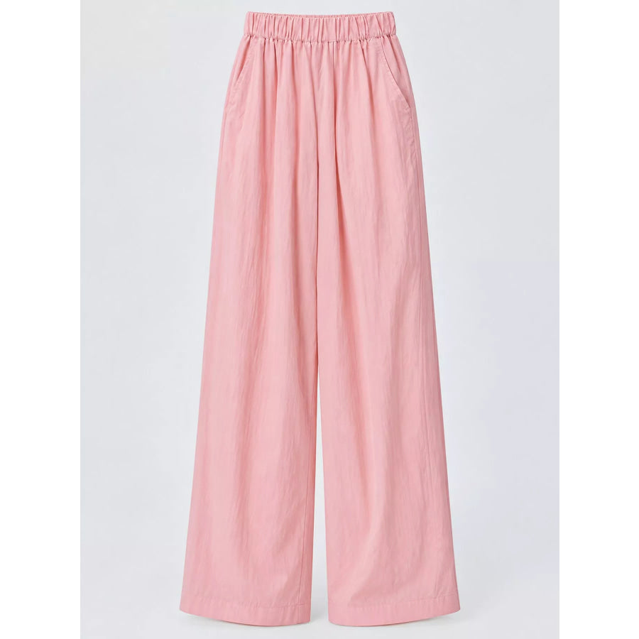 High-Waisted Loose Fit Wide-Leg Casual Pants Pink - Extra Long / S Apparel and Accessories