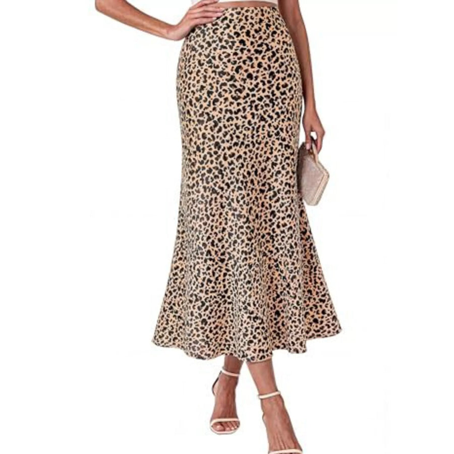 High-Waisted Mermaid Midi Skirt Leopard Print / S Apparel and Accessories