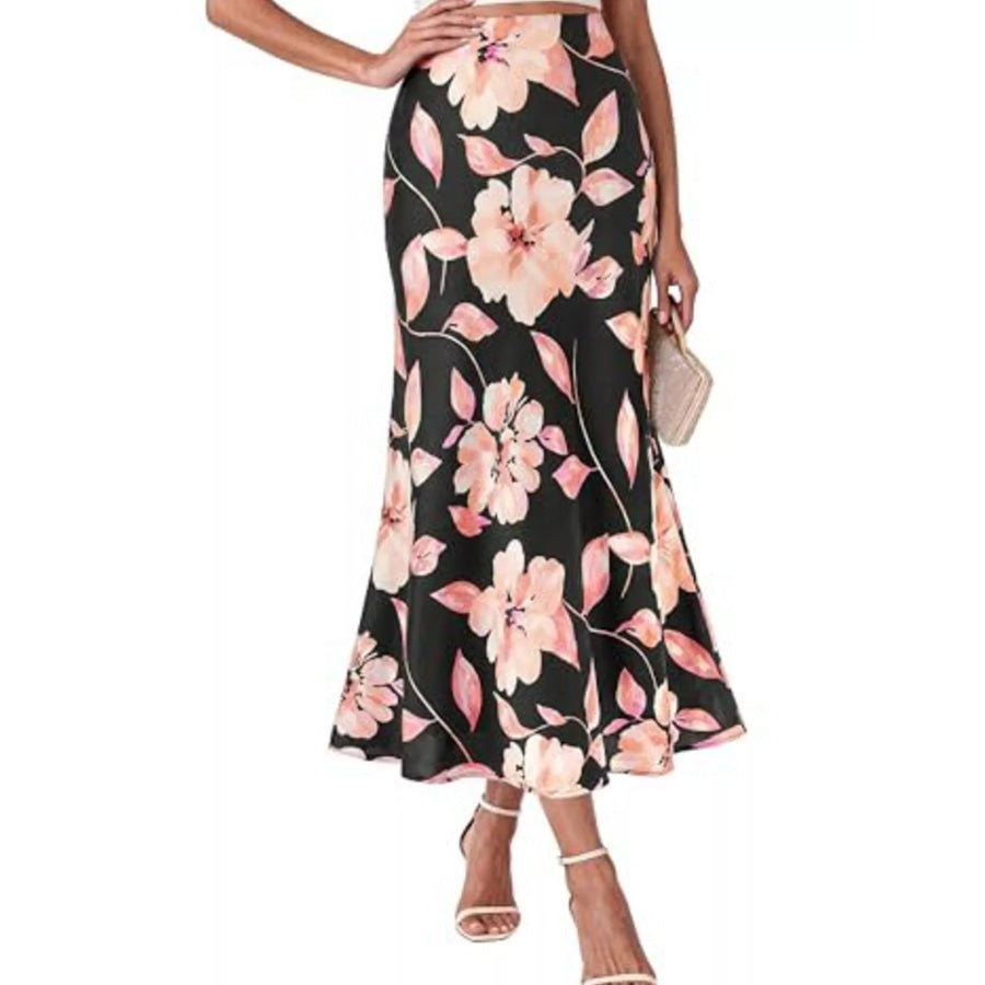 High-Waisted Mermaid Midi Skirt Pink / S Apparel and Accessories