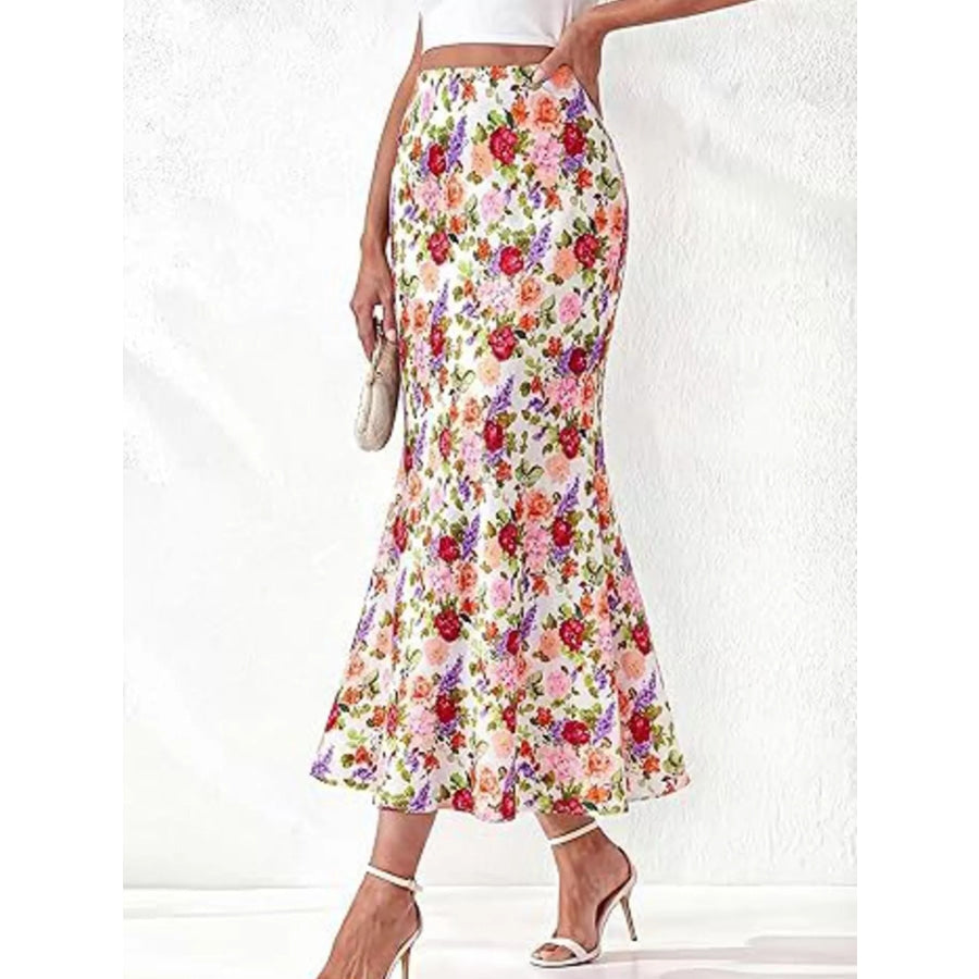 High-Waisted Mermaid Midi Skirt Red / S Apparel and Accessories