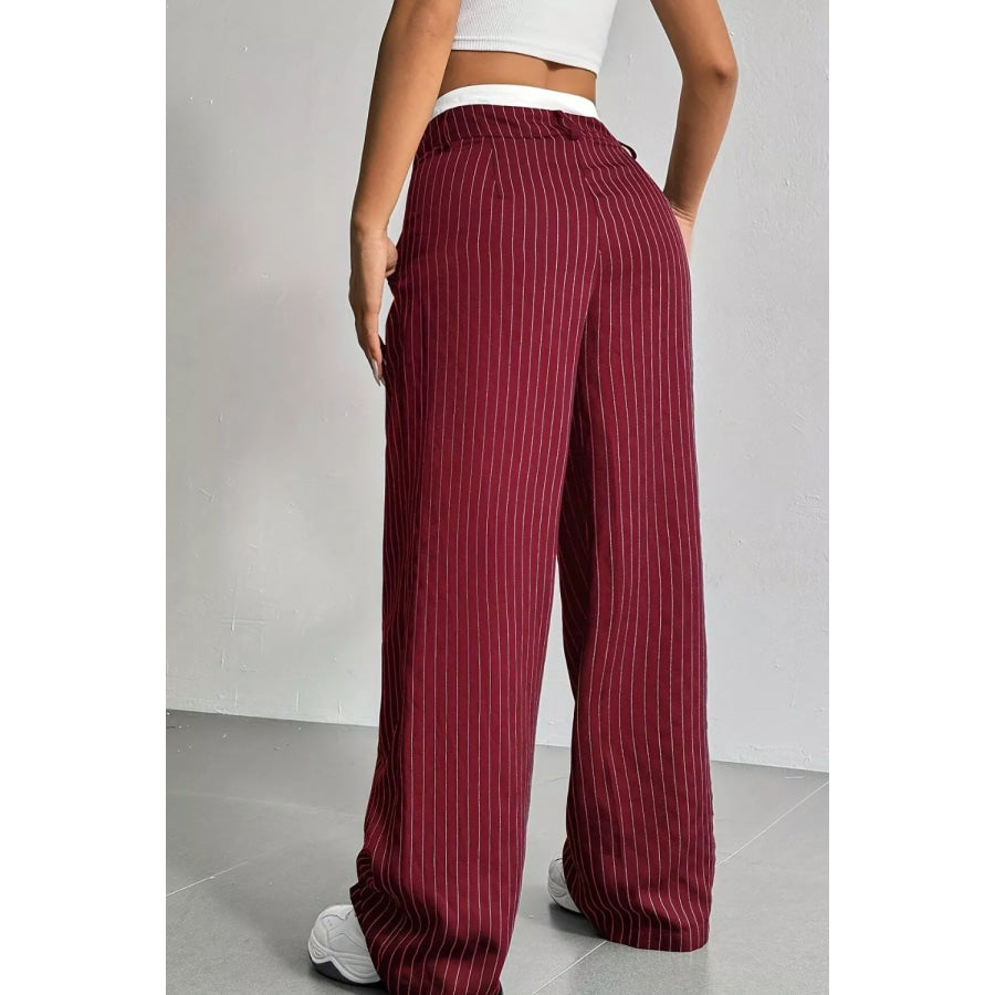 High-Waisted Pinstripe Wide-Leg Pants Apparel and Accessories