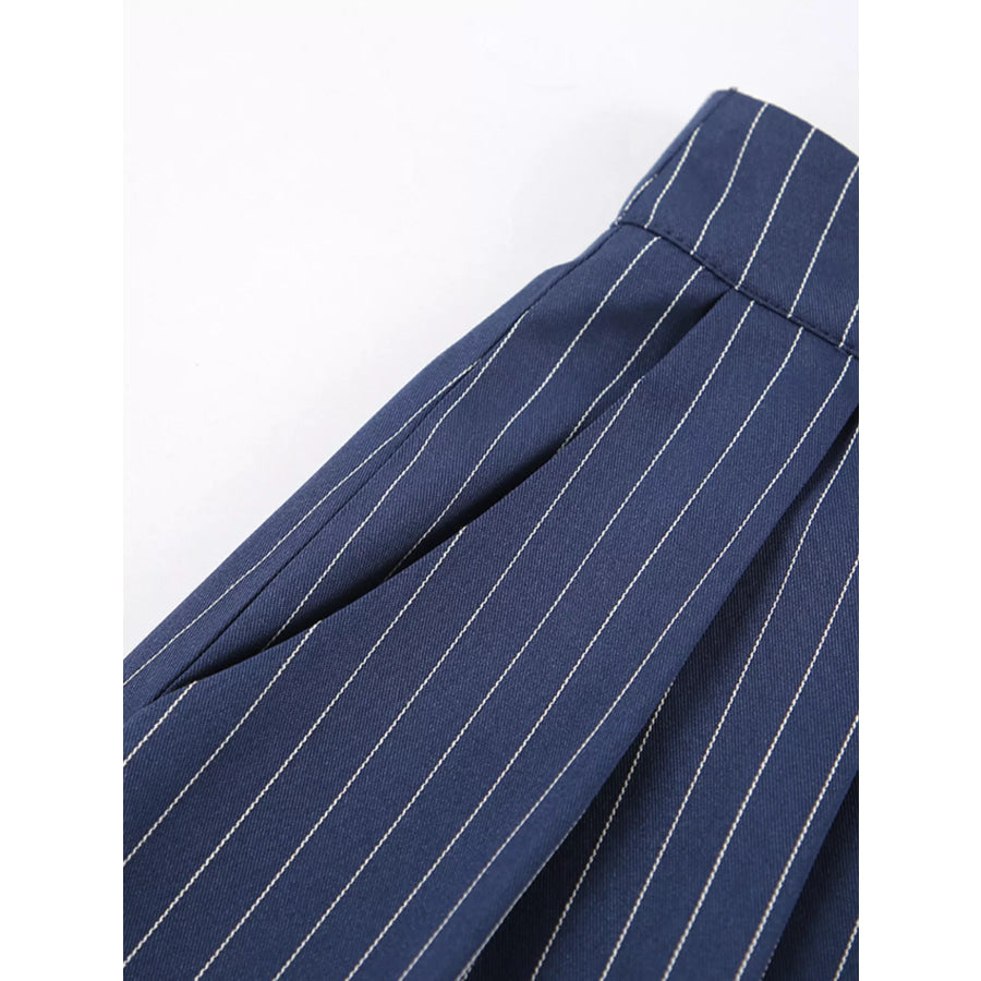High-Waisted Pinstripe Wide-Leg Pants Apparel and Accessories