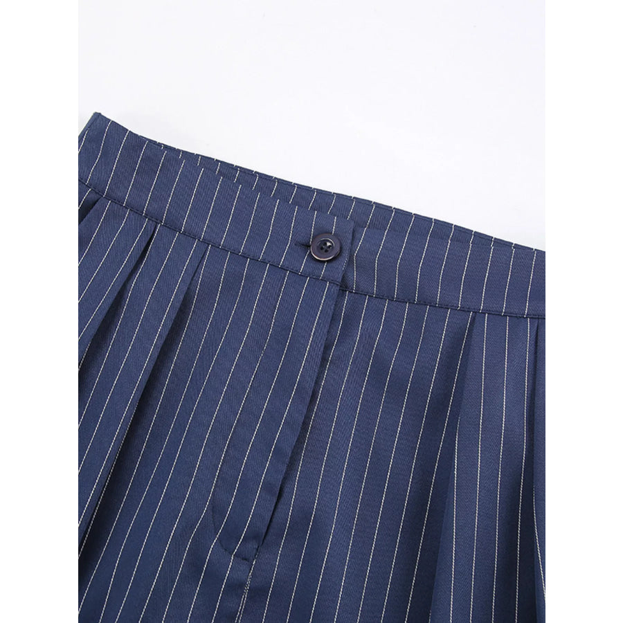 High-Waisted Pinstripe Wide-Leg Pants Apparel and Accessories