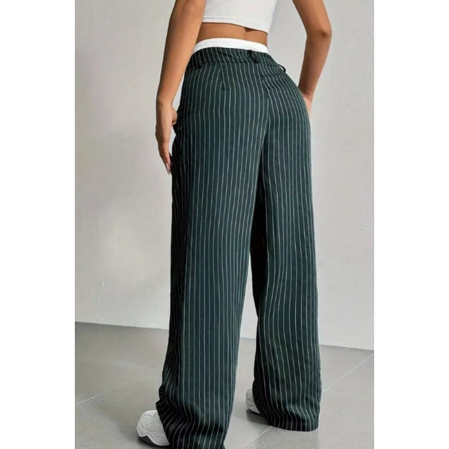 High-Waisted Pinstripe Wide-Leg Pants Apparel and Accessories