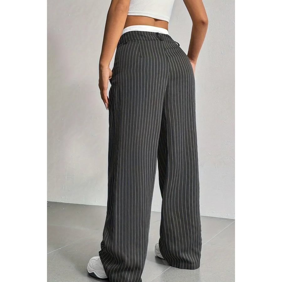 High-Waisted Pinstripe Wide-Leg Pants Apparel and Accessories