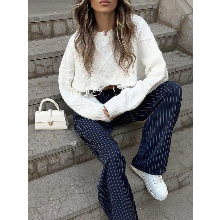 High-Waisted Pinstripe Wide-Leg Pants Apparel and Accessories