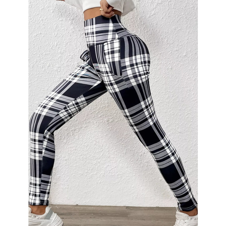 High-Waisted Plaid Slim-Fit Leggings Apparel and Accessories