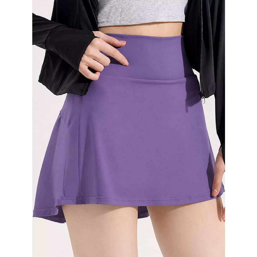 High-Waisted Pleated Active Skirt Purple / S Apparel and Accessories