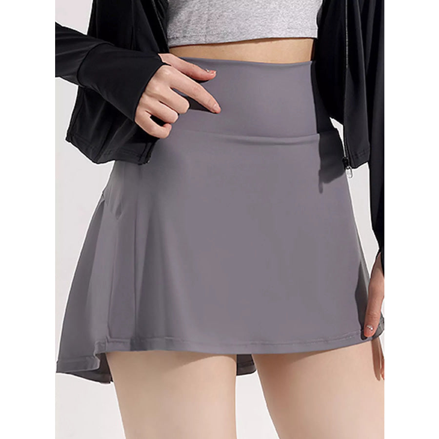 High-Waisted Pleated Active Skirt Slate Gray / S Apparel and Accessories