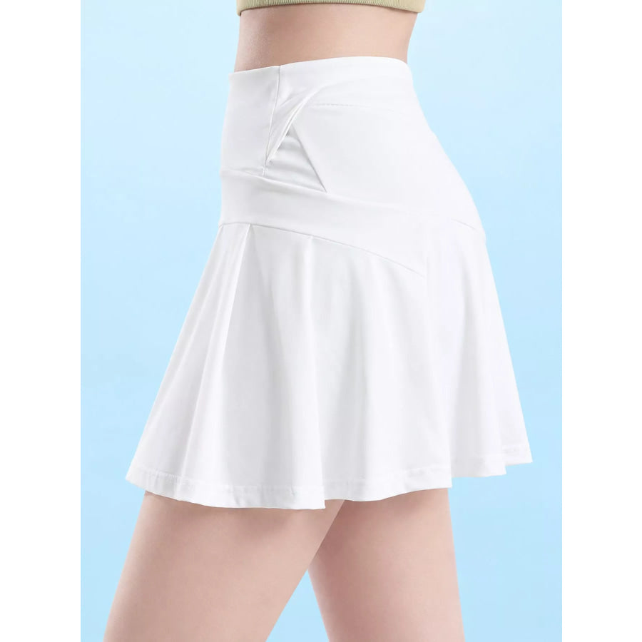 High-Waisted Pleated Active Skirt White / S Apparel and Accessories