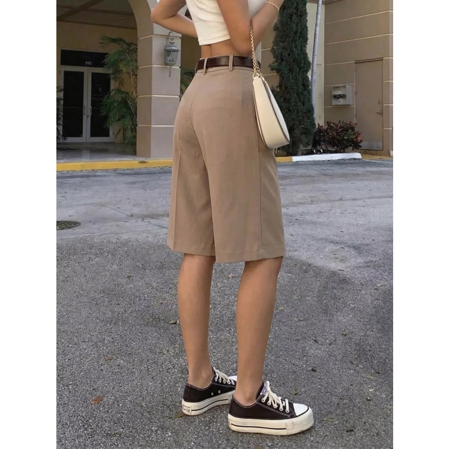 High-Waisted Pleated Detail Shorts Apparel and Accessories