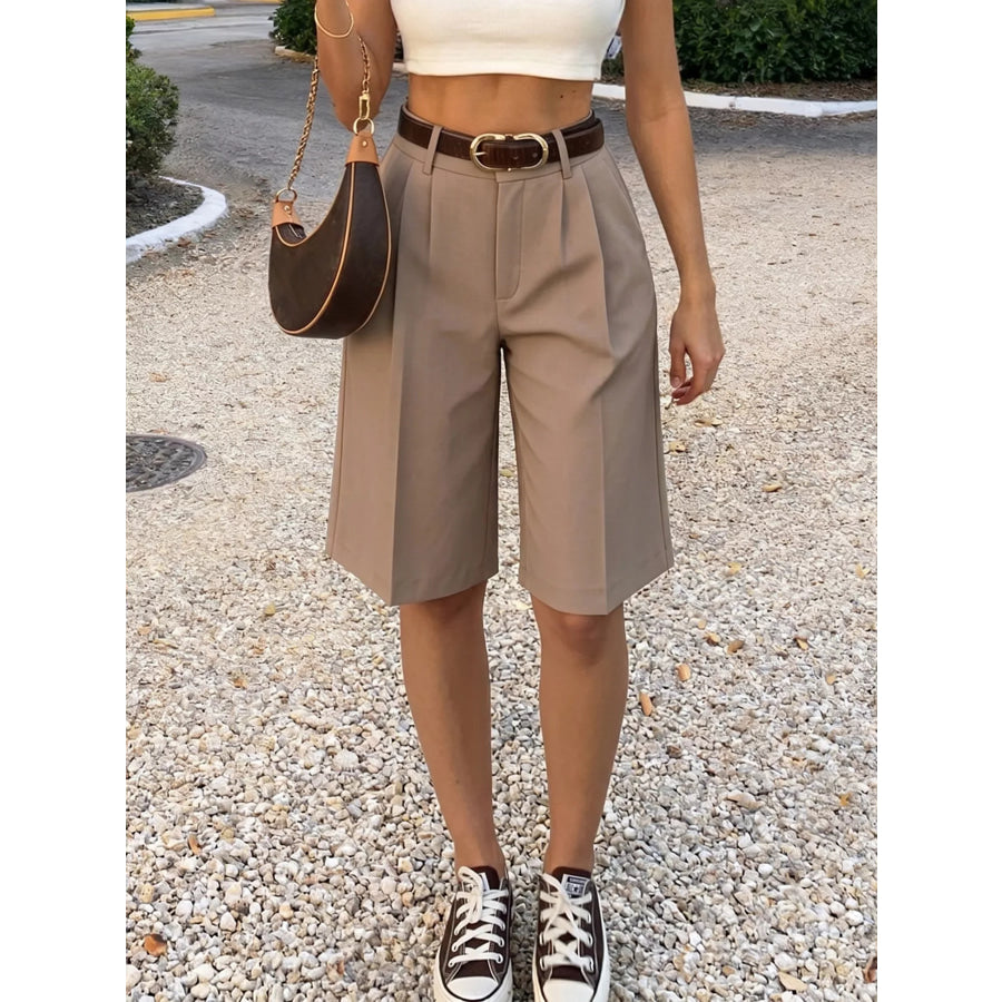 High-Waisted Pleated Detail Shorts Apparel and Accessories