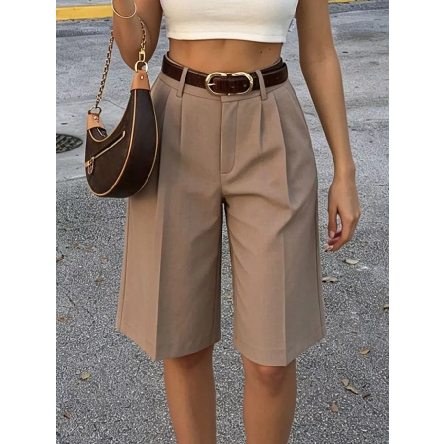High-Waisted Pleated Detail Shorts Apparel and Accessories