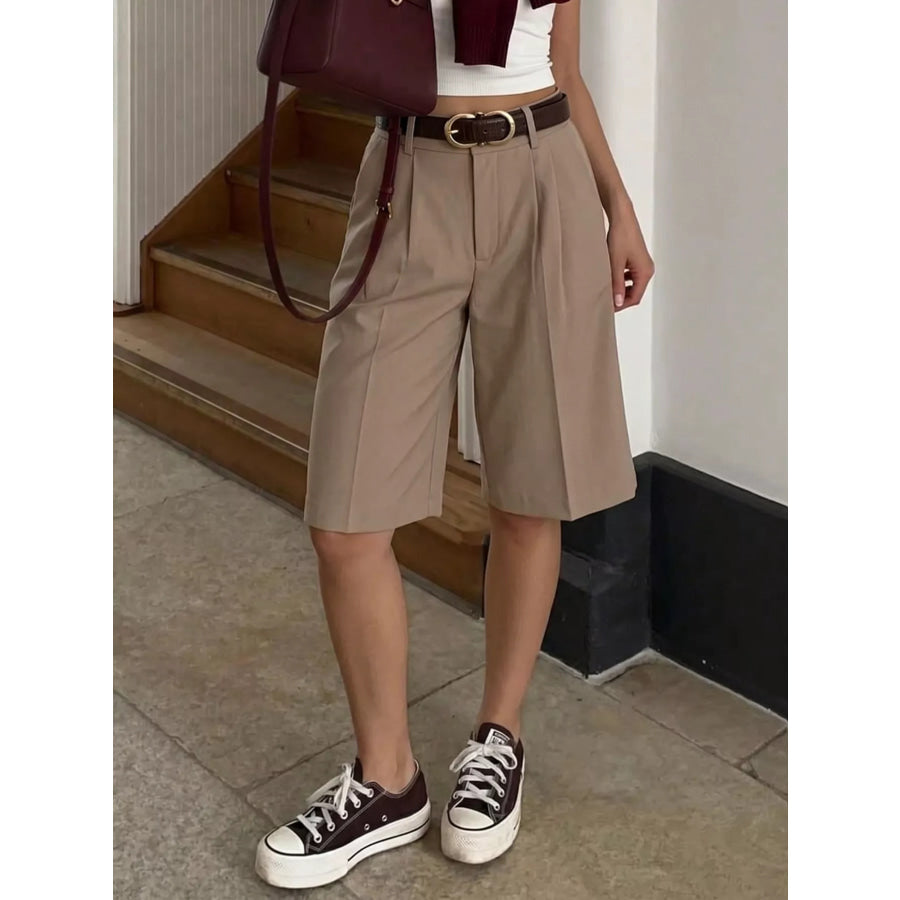 High-Waisted Pleated Detail Shorts Apparel and Accessories
