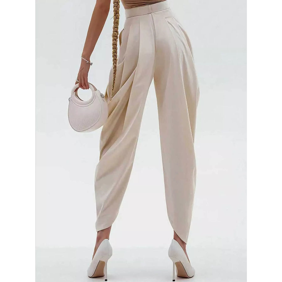 High-Waisted Pleated Drape Pants Apparel and Accessories