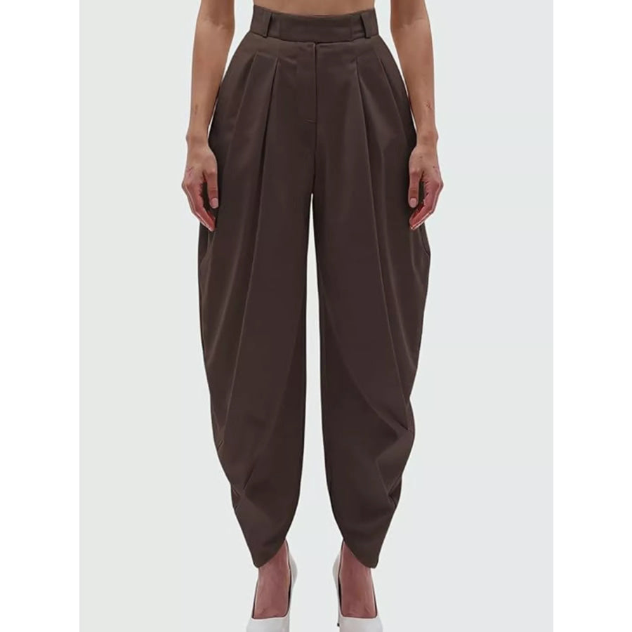 High-Waisted Pleated Drape Pants Apparel and Accessories