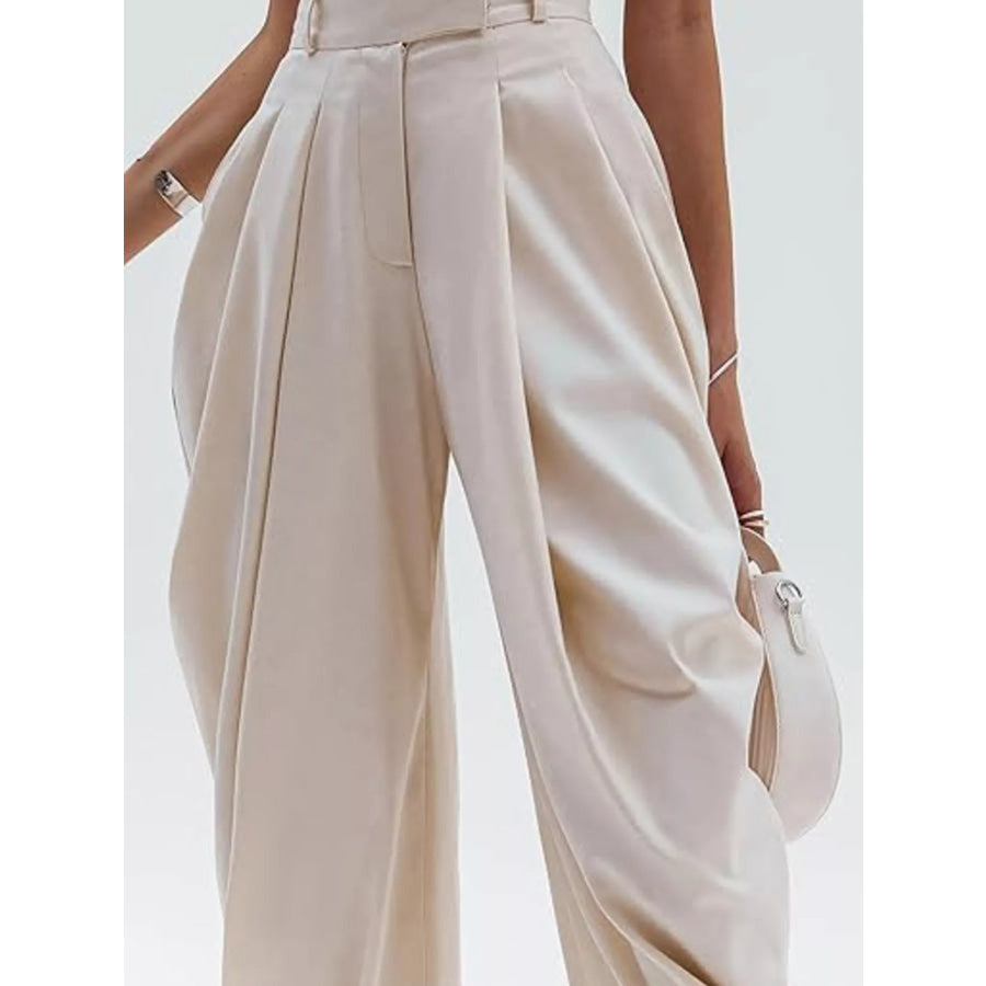 High-Waisted Pleated Drape Pants Apparel and Accessories