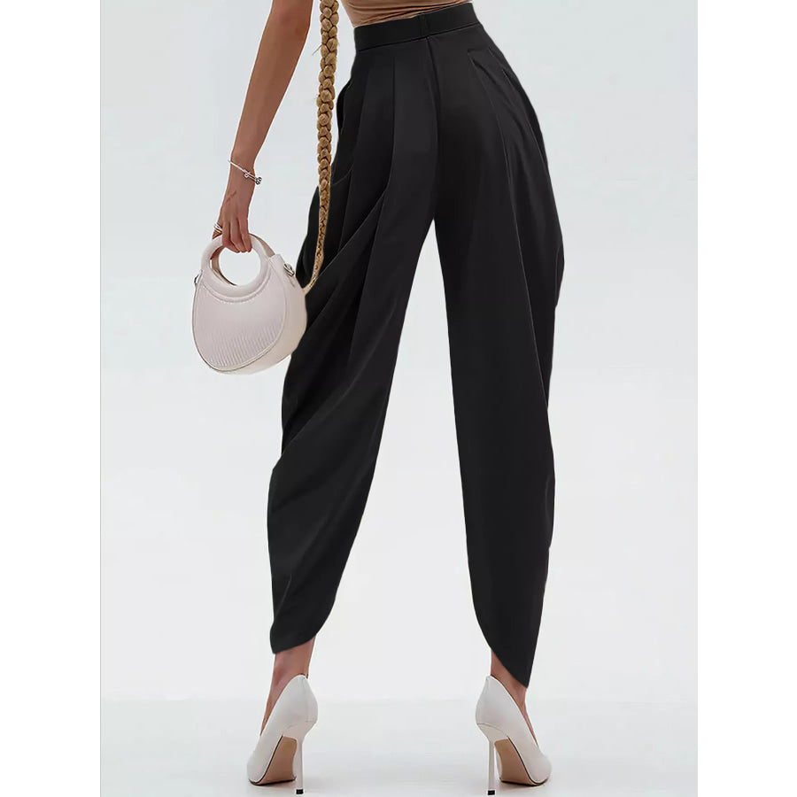 High-Waisted Pleated Drape Pants Apparel and Accessories