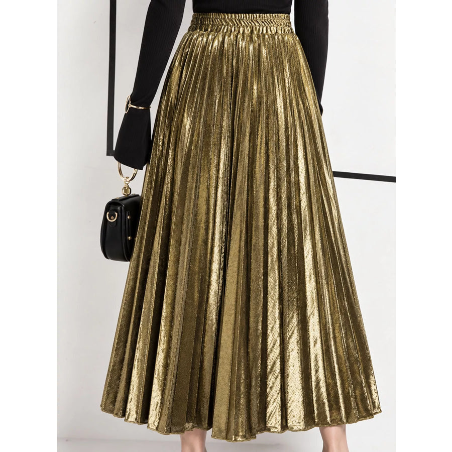 High-Waisted Pleated Maxi Skirt Apparel and Accessories