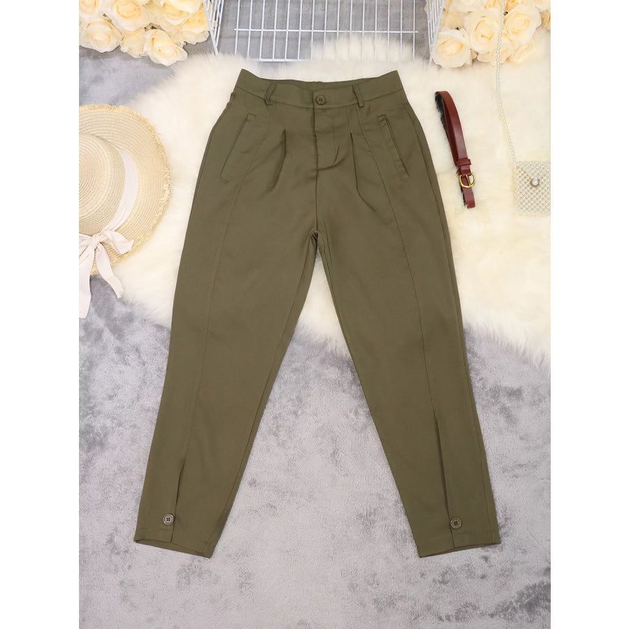 High-Waisted Pleated Pants Apparel and Accessories