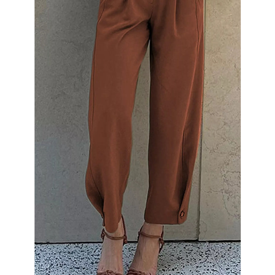 High-Waisted Pleated Pants Apparel and Accessories