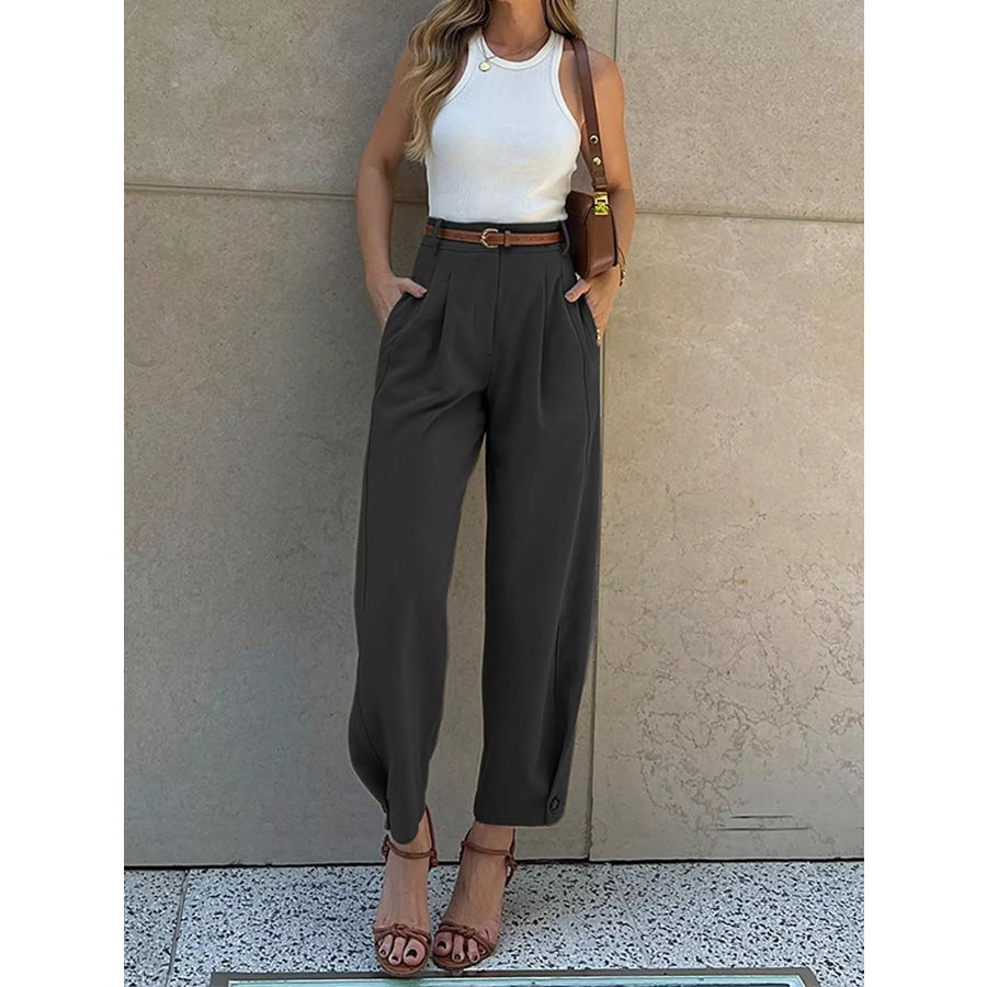 High-Waisted Pleated Pants Apparel and Accessories