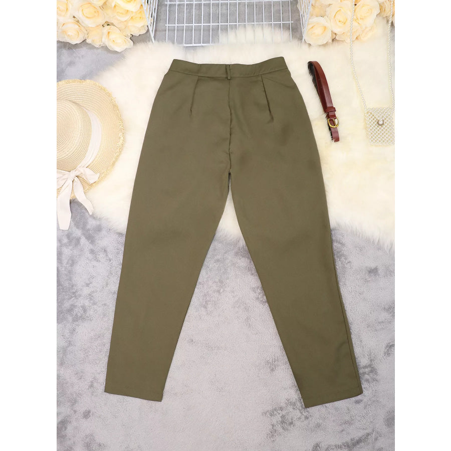 High-Waisted Pleated Pants Apparel and Accessories