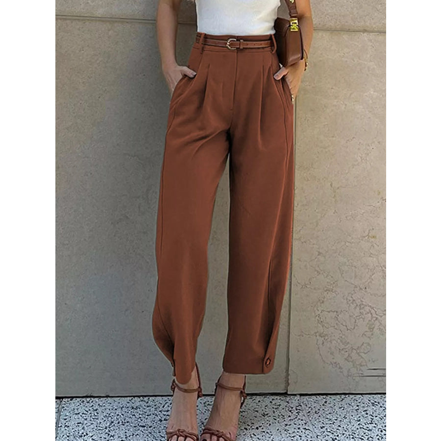 High-Waisted Pleated Pants Apparel and Accessories