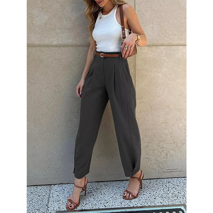 High-Waisted Pleated Pants Apparel and Accessories