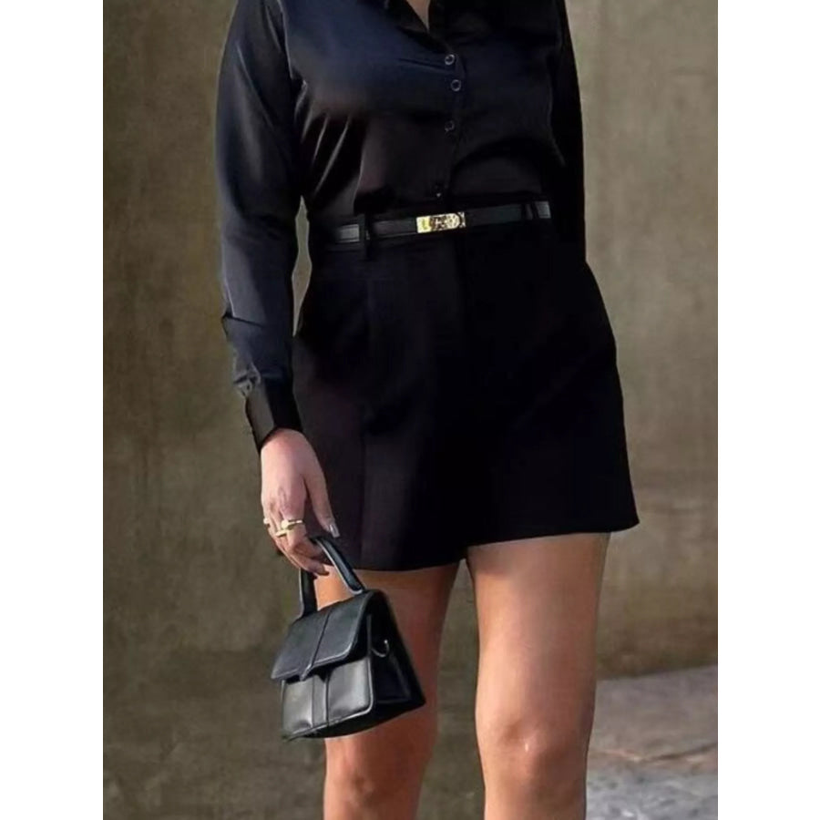 High-Waisted Pleated Shorts Black / S Apparel and Accessories
