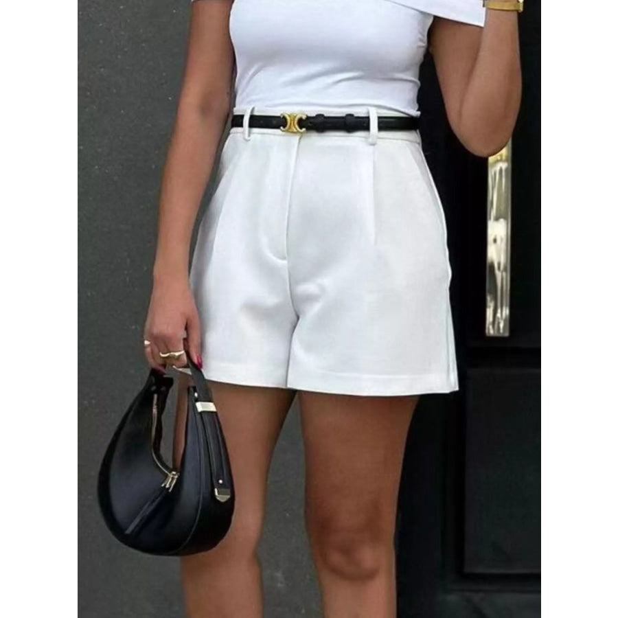 High-Waisted Pleated Shorts White / S Apparel and Accessories