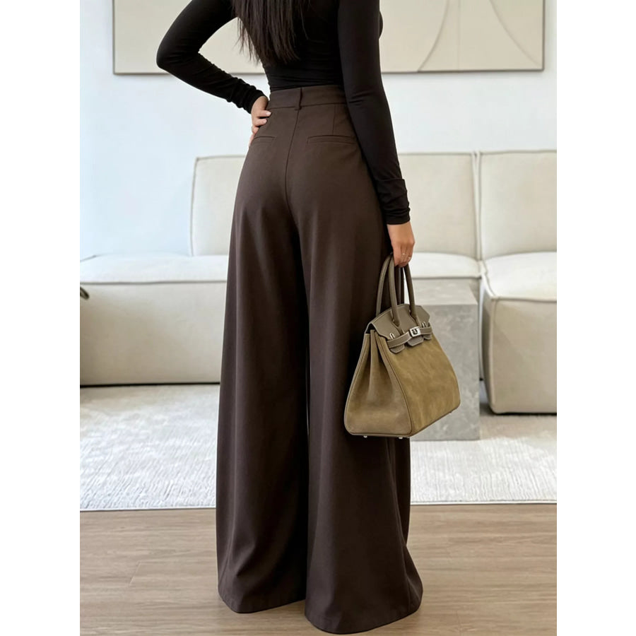 High-Waisted Pleated Wide-Leg Pants Apparel and Accessories