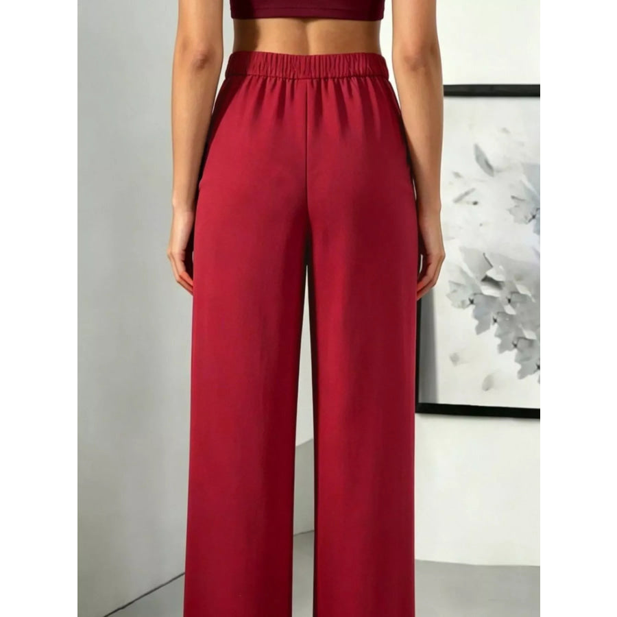 High-Waisted Pleated Wide-Leg Pants Apparel and Accessories