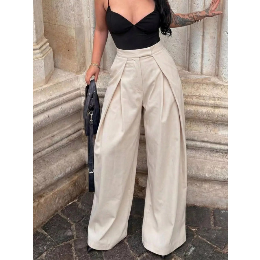 High-Waisted Pleated Wide Leg Pants Apparel and Accessories
