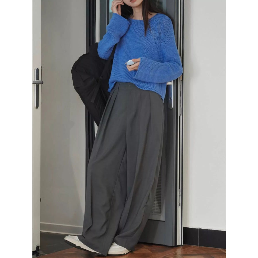 High-Waisted Pleated Wide-Leg Pants Apparel and Accessories