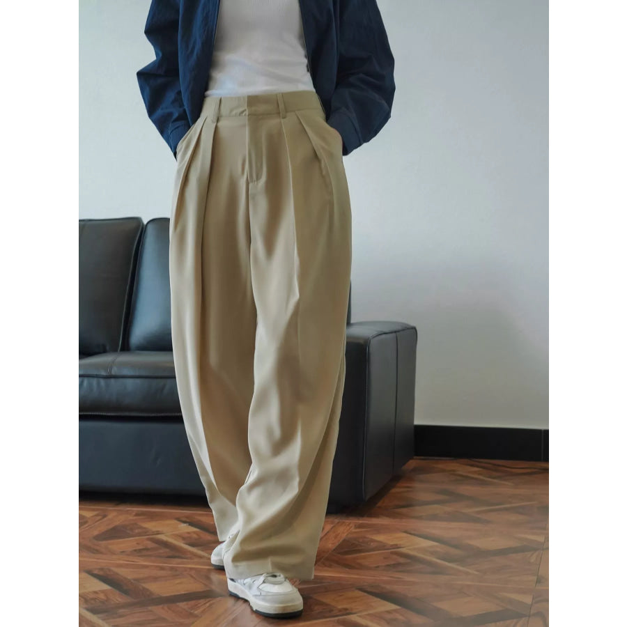 High-Waisted Pleated Wide-Leg Pants Apparel and Accessories