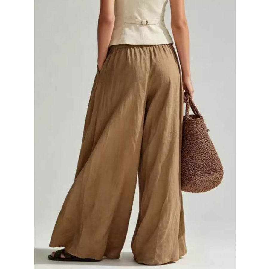 High-Waisted Pleated Wide-Leg Pants Apparel and Accessories